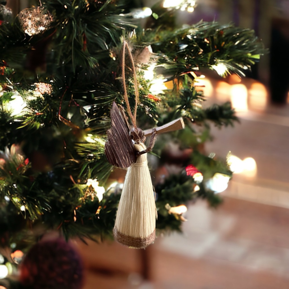 STANDING SISAL ANGEL ORNAMENTS: MUSIC INSTRUMENTS (3-INCH)